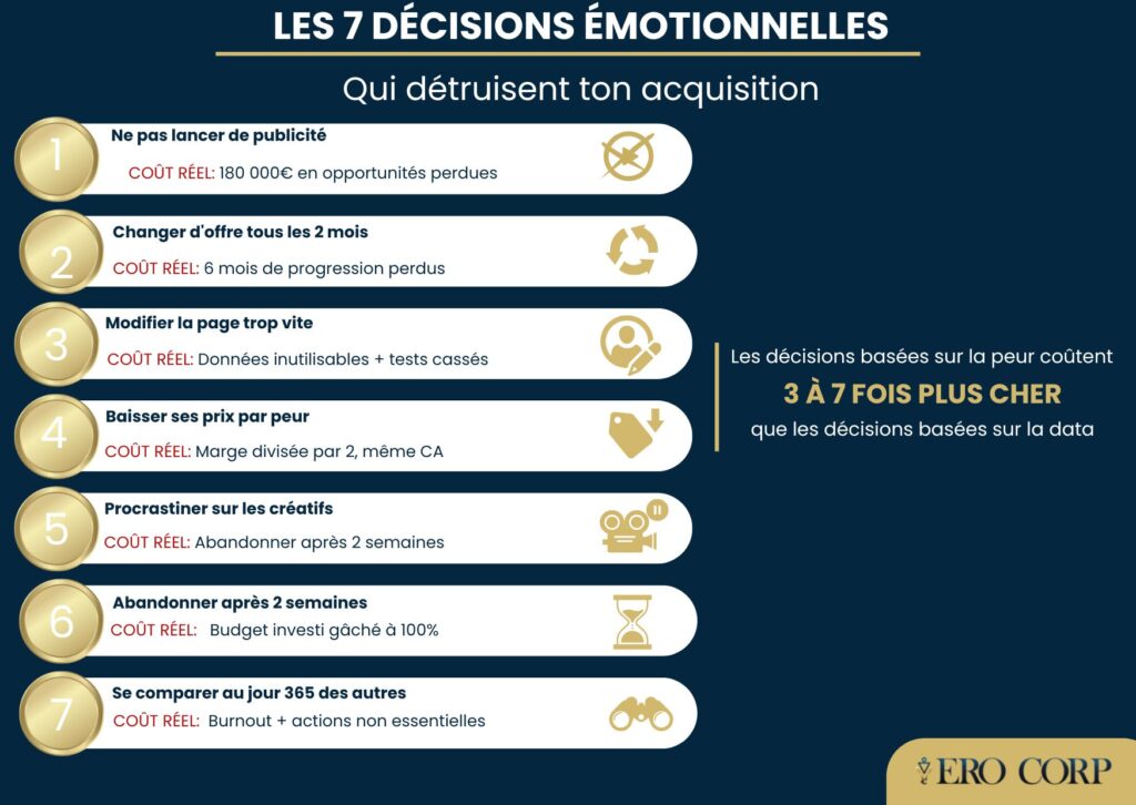7 décisions émotionnelles qui sabotent l'acquisition clients en marketing digital
